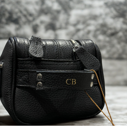 Personlised genuine leather men's beauty bag
