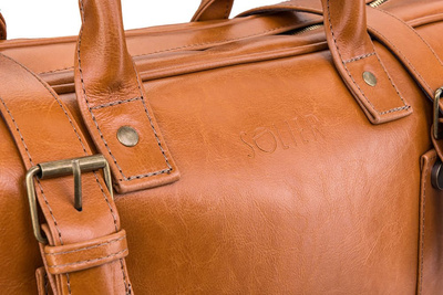 Cognac leather men`s weekend bag HAMILTON