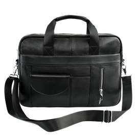 Męska torba skórzana na laptopa Solier SL49 BRANN Czarna