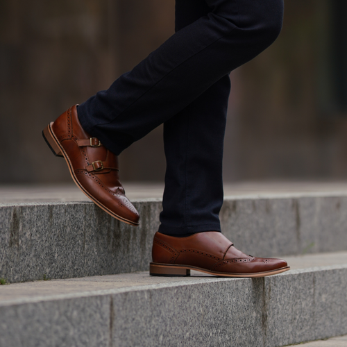 Men's stylish leather Chukka shoes / boots dark brown M467DBS