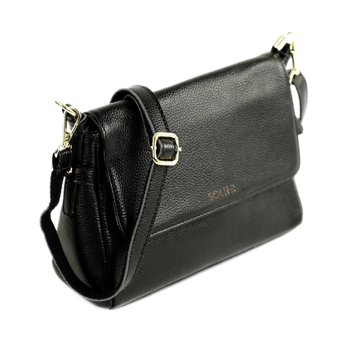 Genuine leather woman's laptop bag FL25 black with snake pattern