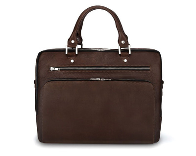 Genuine leather laptop bag Solier SL24 Shannon dark brown