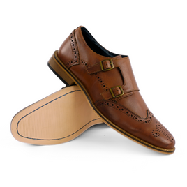 Men's stylish leather Chukka shoes / boots dark brown M467DBS