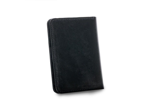 Slim leather men's wallet with coin holder SOLIER SW15 SLIM BLACK