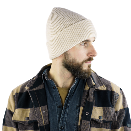 Ciepła wełniana czapka 100% wełny FJORD jasny beż