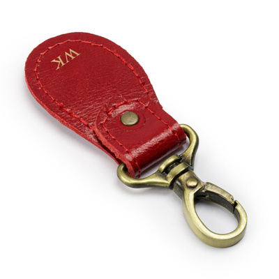 Personalised leather key ring Solier SA59 red