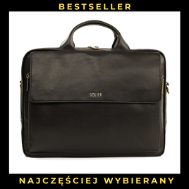 Brown leather shoulder laptop bag Solier Rothen SL30