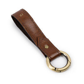 Personalised leather key ring Solier SA63 vintage brown