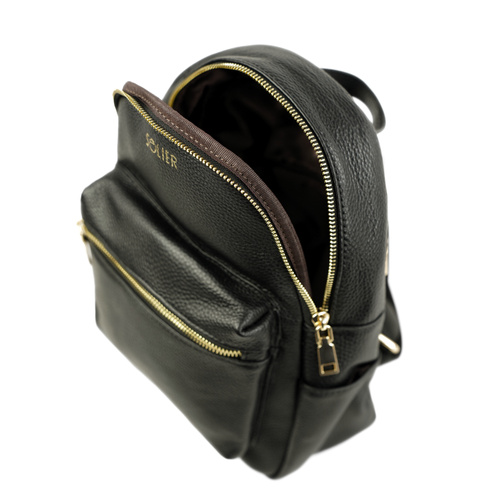 Genuine leather woman's laptop bag FL25 black with snake pattern