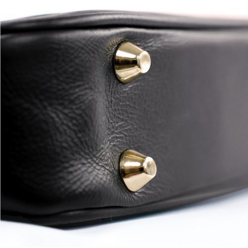Genuine leather woman's laptop bag FL25 black with snake pattern