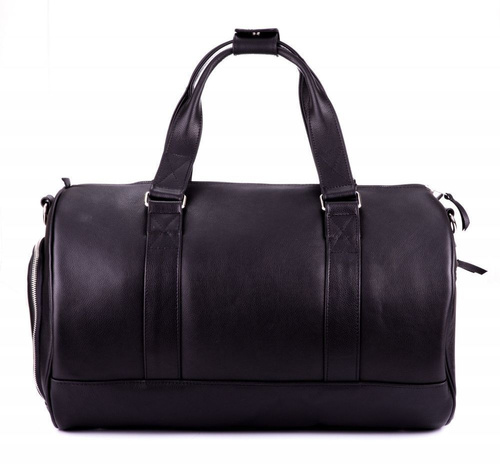 GENUINE LEATHER MEN'S WEEKEND BAG SL19 BRANDON BLACK