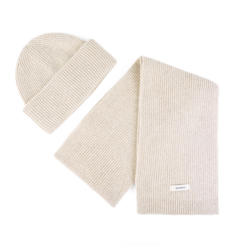 Ciepły wełniany szalik 100% wełny FJORD jasny beż