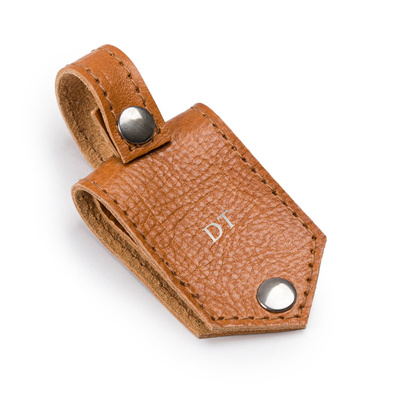 Personalised leather key ring Solier SA60 camel vegetable tanned leather