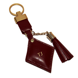 Personalised leather key ring Solier SA31 maroon