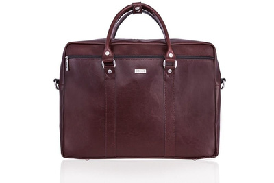 Burgundy leather shoulder laptop bag KILBRIDGE