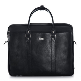Black leather shoulder laptop bag SL03 KILBRIDGE