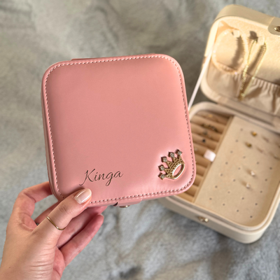 Personalizowana duża szkatułka na biżuterię - róż