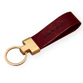 Personalised leather key ring Solier SA29 maroon