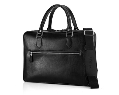 Genuine leather laptop bag with luggage holder Solier SL23 Easton