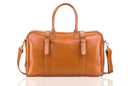 Cognac leather men`s weekend bag HAMILTON