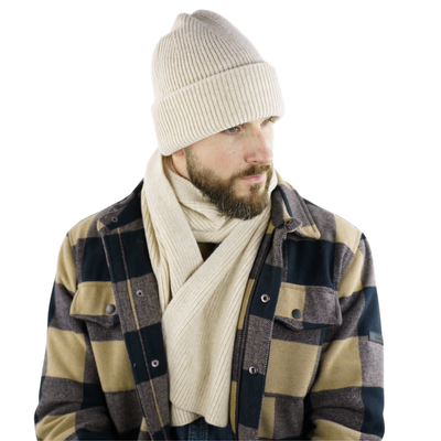 Ciepły wełniany szalik 100% wełny FJORD jasny beż