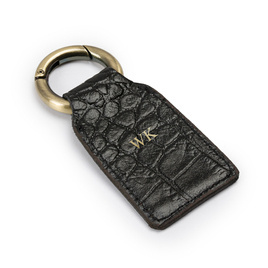 Personalised leather key ring Solier SA61 black snake