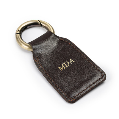 Personalised leather key ring Solier SA61 dark brown