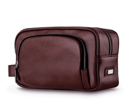 Elegant genuine leather men's beauty bag SK04 SOLIER brown-maroon