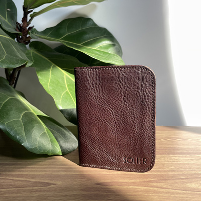 Brown leather wallet / passport holder SOLIER SW07