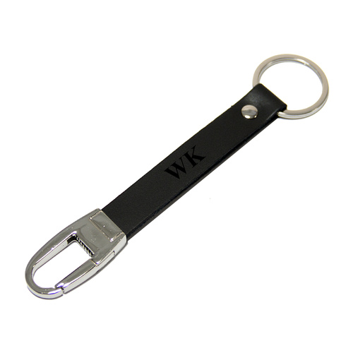 Personalised leather key ring Solier SA32 black mat