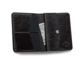 Slim leather men's wallet with coin holder SOLIER SW15 SLIM DARK BROWN