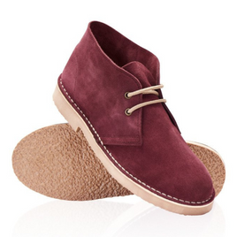 Skórzane zamszowe męskie buty Chukka bordowe