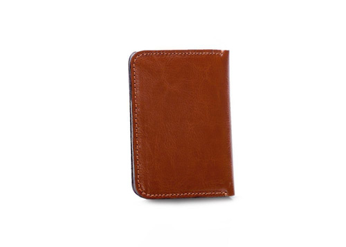 Slim leather men's wallet with coin holder SOLIER SW16 SLIM BROWN