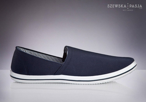 Męskie wsuwane tenisówki slip on - błękit i biel