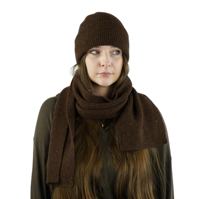 Ciepła wełniana czapka 100% wełny NORDIS ciemny brąz
