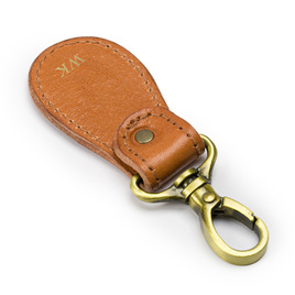 Personalised leather key ring Solier SA59 camel vegetable tanned leather