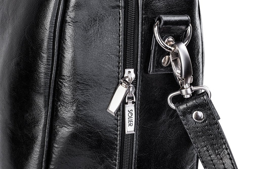 Black leather men`s weekend bag HAMILTON