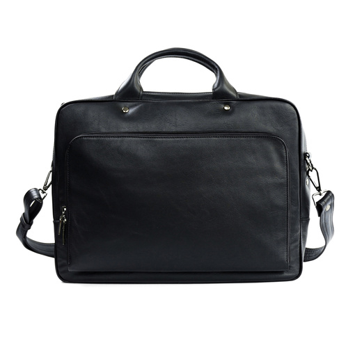 Black leather shoulder laptop bag Solier Rothen SL30 