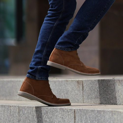 Men's stylish leather Chukka shoes / boots dark brown M467DBS