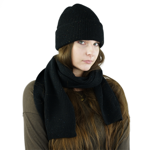 Ciepły wełniany szalik 100% wełny NORDIS czarny