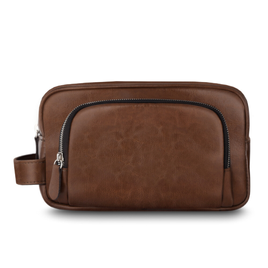 Elegant genuine leather men's beauty bag SK04 SOLIER vintage brown