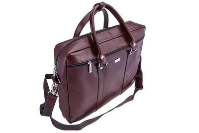 Burgundy leather shoulder laptop bag KILBRIDGE