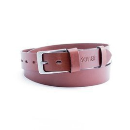 Elegant dark brown leather belt SOLIER SB11