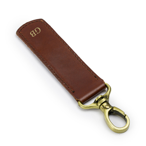 Personalised leather key ring Solier SA62 brown