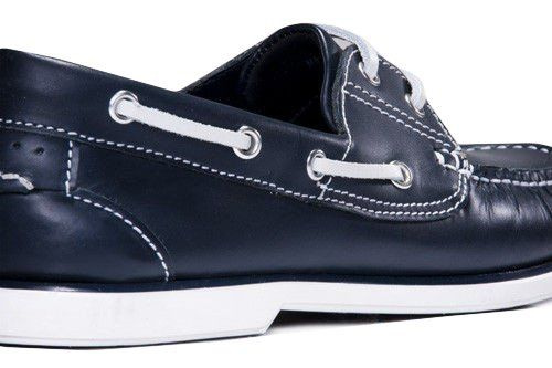 Genuine leather men's navy moccasins boat shoes