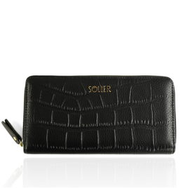 Genuine leather woman's laptop bag FL25 black with snake pattern