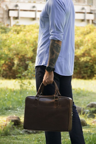 Skórzana męska torba na laptopa Solier SL22 Kingston brąz