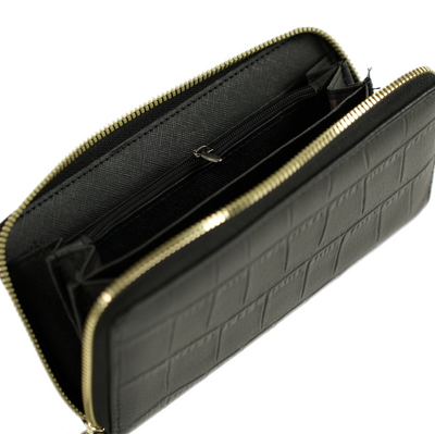 Genuine leather woman's laptop bag FL25 black with snake pattern