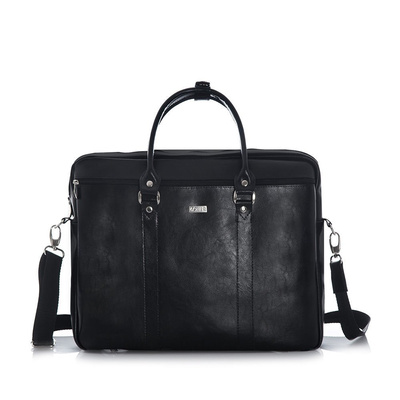 Black leather shoulder laptop bag SL03 KILBRIDGE