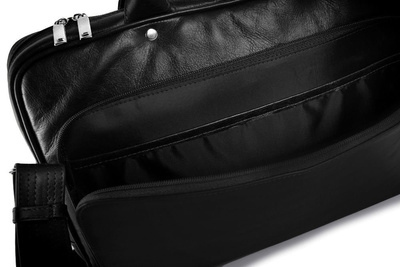 Black leather shoulder laptop bag Solier Rothen SL30 